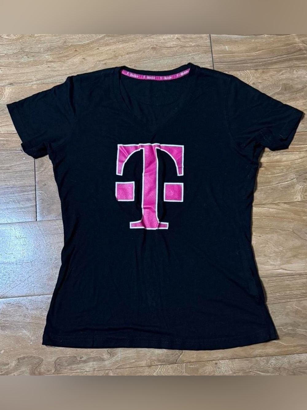Black T-Shirt with Pink T Logo